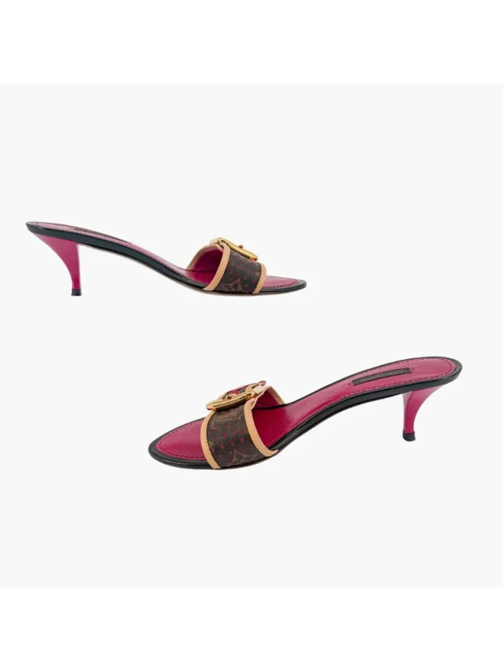 Louis Vuitton Vintage LV Kitten Mule Sandals Brown Size 36.5 US 6.5 Women's
